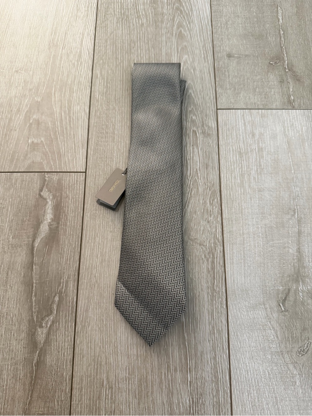 Tom Ford Men's Black and white silk Chevron Silk Tie